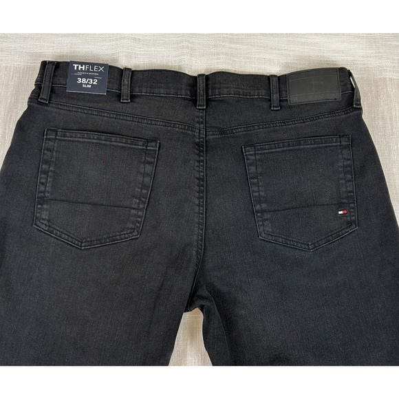 New Tommy Hilfiger THFlex Slim Mens Black Size 38x32 Jeans Stretch Denim NWT1092 - Picture 5 of 14